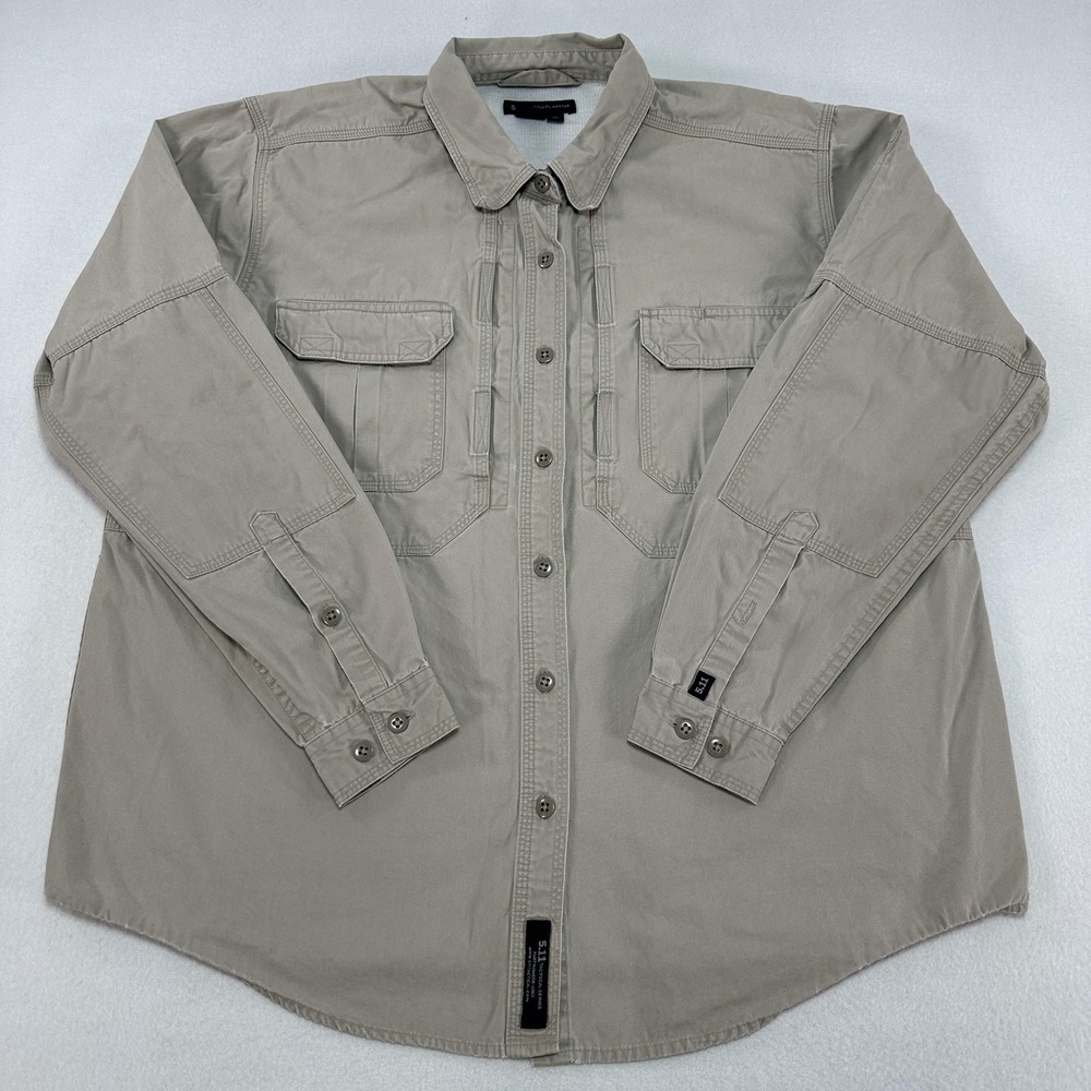 5.11 Tactical Series Shirt Mens XL Beige Long Sleeve Button Vented Workwear Hike